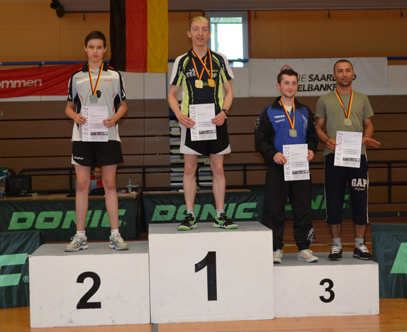 Siegerehrung im Herren-Einzel der A Klasse mit Christoph Weinhold auf dem Bronzerang.