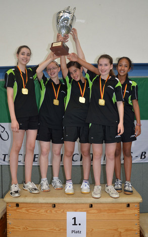 Die Titelgewinnerinnen des TV Hofstetten v.l. Anna Rothermich, Svenja Horlebein, Franziska Schreiner, Anna-Luisa Herrmann und Lea Fath. Foto: Timo Link