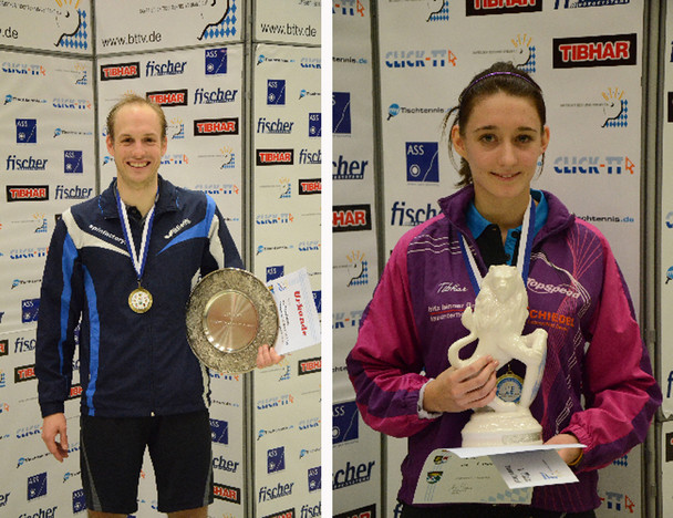 Die neuen Bayerischen Meister im Einzel: Nico Christ und Kathrin Mühlbach (Fotos: Nils Rack).