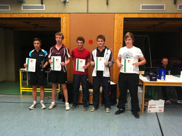 Die besten Jungen beim 2. LBRLT/Nord (v.l.): Kevin Spielmann (1.), Sebastian Müller (2.), Felix Günzel (3.), Heiko Mill (5.) und Marco Sommer (6.).