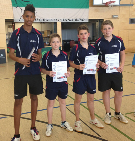 Das fünftplatzierte Schüler-Quartett des TSV Windsbach v.l. Dominik Grillenberger, Erik Kristenko, Bojan Besinger und Nils Dörre.