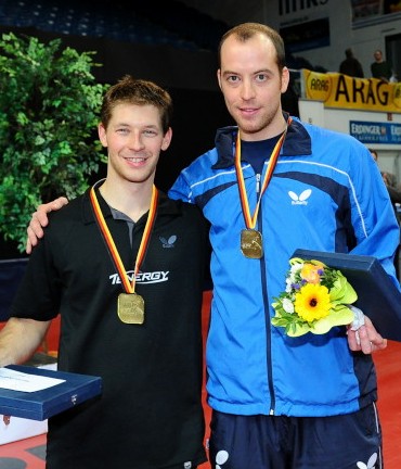 Durch den Titel im Doppel mit Lars Hielscher blieb Bastian Steger bei den Titelkämpfen in der Stechert-Arena ohne Niederlage. Foto: Stephan Roscher