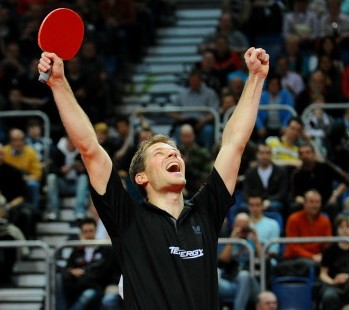 Der Moment, in dem ein Traum Wirklichkeit wurde: Bastian Steger ist deutscher Meister im Herren-Einzel. Foto: Stephan Roscher